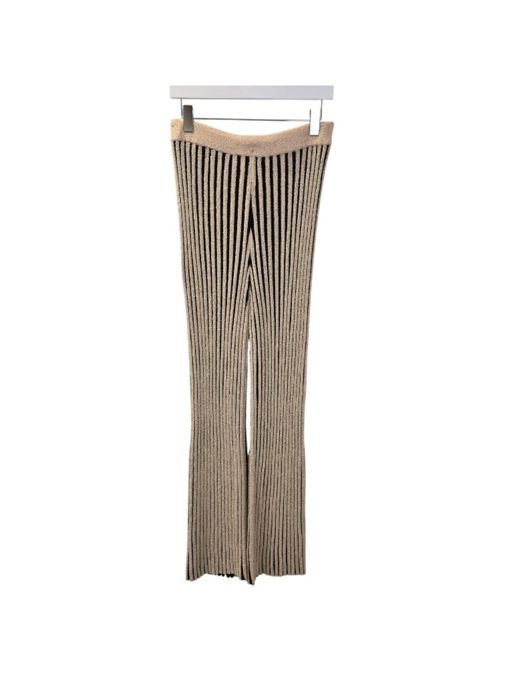 Zara Ribbed Knit Color Block Flare Pull On Pants Size Medium